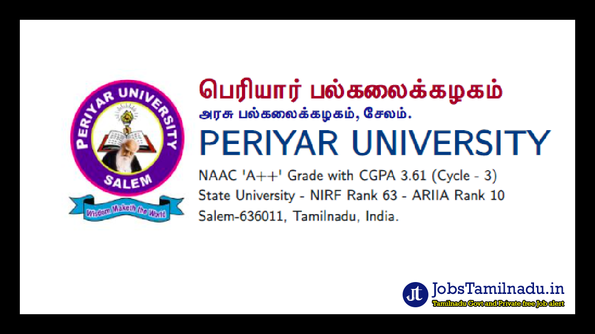 You are currently viewing பெரியார் பல்கலைக்கழகம் வேலைவாய்ப்பு 2025, Scientific Administrative Assistant பணியிடங்கள் உள்ளன